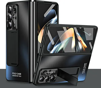 Produktbild von Hülle für Samsung Galaxy Z Fold 5 Hart PC Stander Schutzhülle mit Displayschutz / Linsenschutz Schwarz