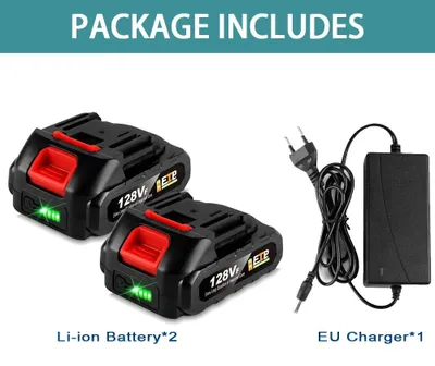 Produktbild von 20V Li-Ionen-Akku - Set 2x 1,5Ah mit Ladegerät - Für Kettensäge und Bohrmaschine - EU-Stecker