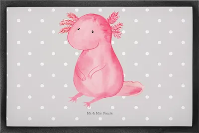 Produktbild von Mr. & Mrs. Panda Schmutzfangmatte Axolotl Niedlich 50 x 75 cm - Grau Pastell - Geschenk, Schmutzmatte, Fußabstreifer, Weisheit, Lebensweisheit, Fussmatte, Liebe, Türmatte