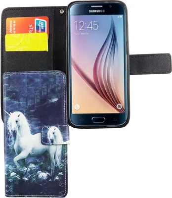 Produktbild von Handyhülle Tasche für Handy Samsung Galaxy S6 Einhorn Weiß