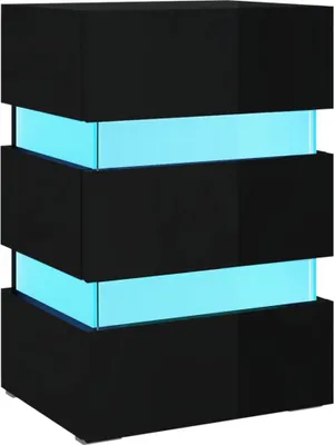 Produktbild von LED-Nachttisch Hochglanz-Schwarz 45x35x67 cm Holzwerkstoff