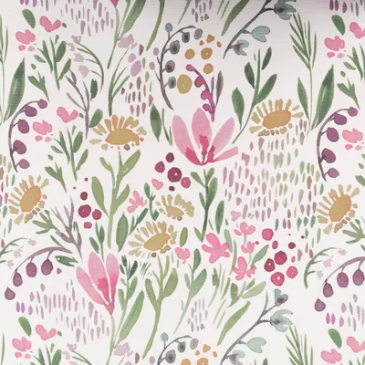 Produktbild von Baumwollstoff Meterware Dekostoff Digital Aquarell weiß rosa 1,40m
