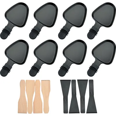 Raclette-Pfännchen 8er-Set, Antihaft, mit Schabern, schwarz