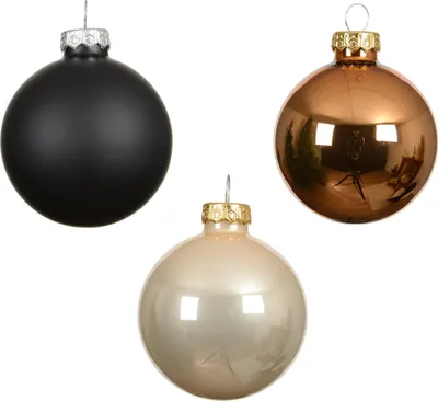Produktbild von Weihnachtskugeln Glas 3,5cm 16 Stück - Schwarz Braun Mix