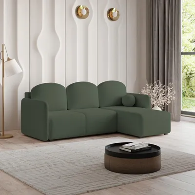 Produktbild von Masseno Ecksofa SUVINO mit Schlaffunktion L-Form, Sofa mit Bettkasten, Wohnzimmersofa, Couch, Soffa, Bettsofa, Couchgarnitur- Grün, QUELLE 37
