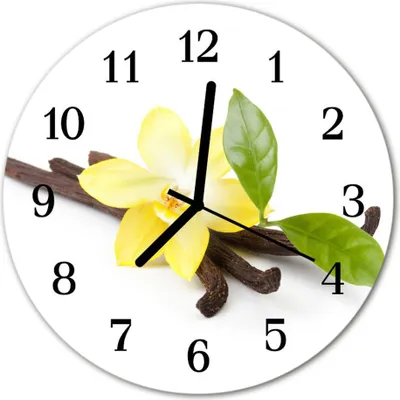 Produktbild von Glasuhr Wanduhr Küchenuhr Echt-Glas 30fi cm Vanille Orchidee gelb