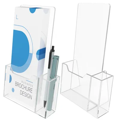2er-Pack Acryl-Prospekthalter, klar, 14,3x3,5x23,2 cm