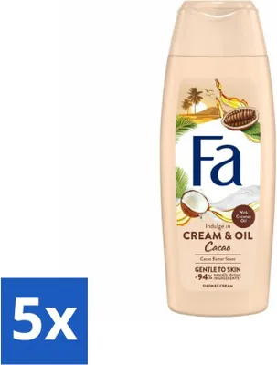 Productafbeelding van Fa - Crème & Olie Cacao - Douchecrème - Cacaoboter met kokosolie - 250 ml - Voordeelverpakking - 5 stuks