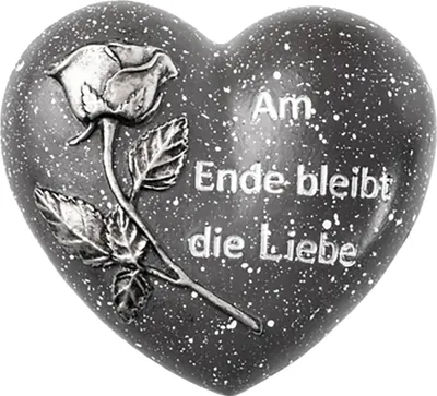 Produktbild von Grabdeko Herz "Am Ende bleibt die Liebe" frostsicher 10,5 x 9,5 cm Grabschmuck Grabherze Grabverzierung Friedhofsdeko Grabschmuck Tiere