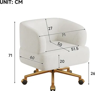 Produktbild von okwish Ankleidestuhl Drehstuhl mit 360-Grad-Drehung,Loungesessel Freizeitstuhl mit 5 Rollen,beige
