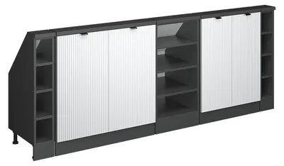 Produktbild von Küchenschrank für Dachschrägen Vicco R-Line Weiß Riffel 210 cm 5er Set, Model 60612
