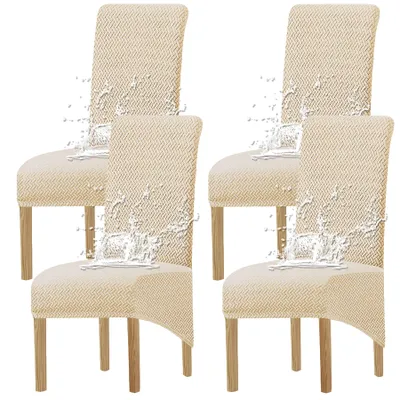 Productafbeelding van XL stoelhoes, universele stretch stoelhoes, set van 2, 4 of 6 stuks, stoelhoes voor eetkamerstoelen (Beige1, 4 hoesjes)