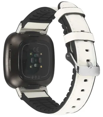 Produktbild von By Qubix passend für Fitbit Versa 3 & Sense 1 - Leder + Silikonarmband - Weiß