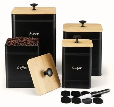 Image de Lot de 4 boîtes de rangement pour la cuisine, noir