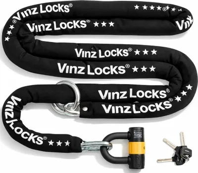 Produktbild von VINZ Kungur Kettenschloss ø10mm | ART 3 Zertifikat | Schloss für Roller Scooter Motorrad Moped E-Bike & hochwertiges Fahrrad | sicheres Rollerschloss Kette Loop U-Lock | 100-300 cm x (300cm)