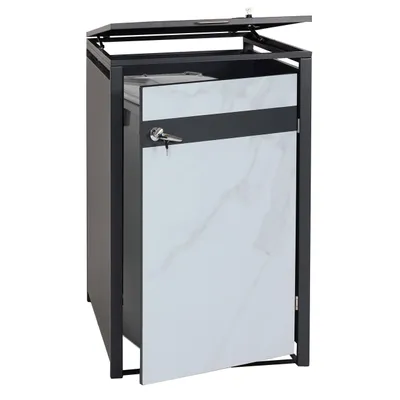 Zdjęcie produktu dla 1 pokrywa kosza na śmieci HWC-J82, pojemnik na śmieci, z możliwością rozbudowy, metalowy, 32 kg, antracyt ~ jasny marmur