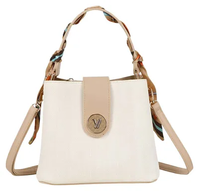 Immagine prodotto di Gallantry, borsa da donna con motivo a zigzag decorata con un foulard, color taupe