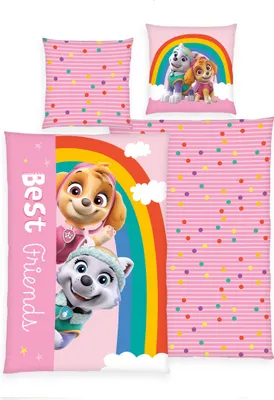 Produktbild von HERDING Paw Patrol Bettwäsche-Set ‘Rainbow’ – 135×200 cm, Linon, Deckenbezug im Lieferumfang enthalten, Kissenbezug enthalten