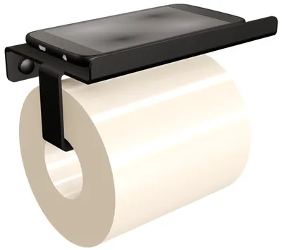 Image de Porte-papier hygiénique avec tablette, noir TECHNIC 331NG (acier inoxydable noir)