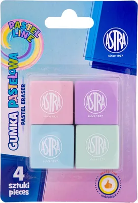 Image de Gomme carrée Pastell Line 4 pièces blister Astra