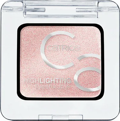 A single eyeshadow compact with a pink shimmery powder and the brand logo.