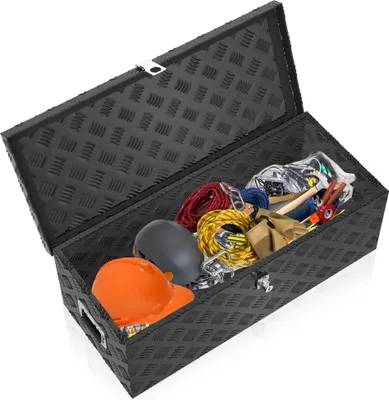 Produktbild von JOIEYOU Hliníkový box s víkem Hliníkový přepravní box Box na nářadí se zámkem a klíči a rukojetí Box na nářadí Přepravní kufr Hliníkový box 80x22x23cm, černý