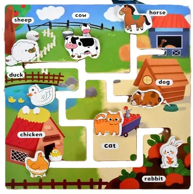 Obrázok produktu pre Montessori bludisko – drevená vzdelávacia tabula pre deti - Animal 2