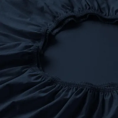 Productafbeelding van Hoeslaken fijne jersey | Indigo | 200x200 cm | geschikt voor matrassen 180-200 cm (breedte) x 200 cm (lengte)