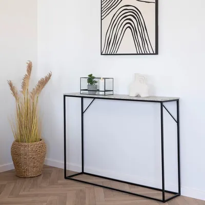 Productafbeelding van House Nordic Sidetable Vita Travertinlook 110cm