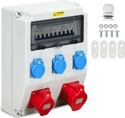 Produktbild von Peviasot Stromverteiler IP44 Baustromverteiler Verteiler Wandverteiler CEE Kraftstrom Steckdose für Baustelle 1X32A 1X16A 3x230V MIT LS