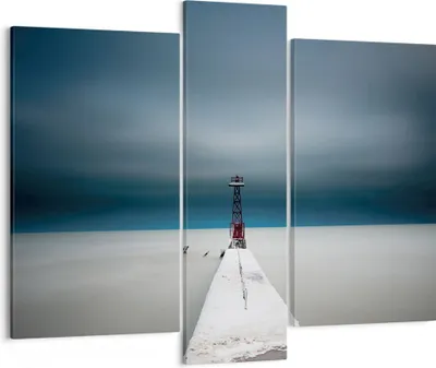 Produktbild von Bild auf Leinwand - Leinwandbild - 3 Teile - Turm Strand Himmel - 95x80cm - Wand Bild - Wanddeko - Wandbilder - Leinwanddruck - Bilder - Wanddekoration - Leinwand bilder - Wandbild - CB95x80-4988