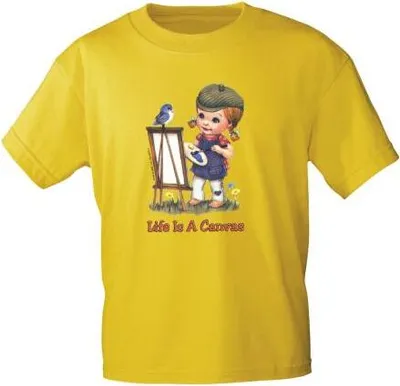 Produktbild von Kinder T-Shirt Print Life is a Canvas 12657 versch. Farben Gr. 110-164 Color - gelb Größe - 110/116