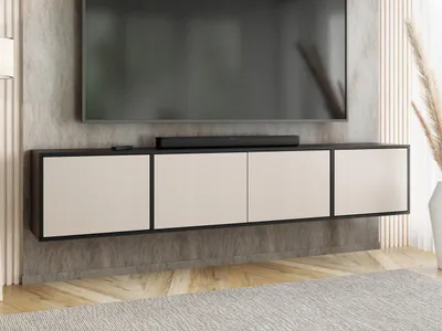 Produktbild von KierMoebel Tv Schrank ICO 4, Modern Lowboard Schwarz & Kaschmir 206,4x42x38,8 cm