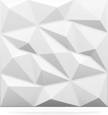 Produktbild von DECCART | 3D Wandpaneele Weiß | Dekorative Deckenpaneele aus Polystyrol | 50cm x 50cm |  0,25m² | Moderner geometrischer Stil