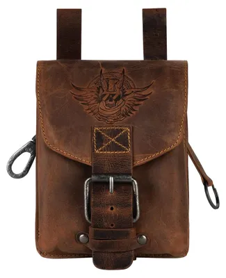 Produktbild von Greenburry Biker Gürteltasche Leder Bauchtasche Hüfttasche Tasche Rolf Vintage antikbraun 2 Fächer groß 1754HM-25