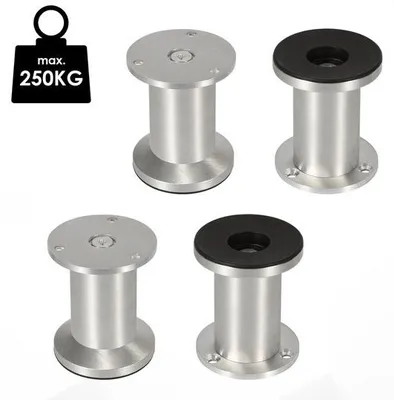 Image de Pieds de table - Pieds de table réglables 100 mm - Lot de 4 - Aluminium - Couleur argent