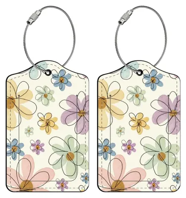Produktbild von 2 Stück Kofferanhänger mit Blumenmuster aus Kunstleder, 4,5 x 2,8 Zoll
