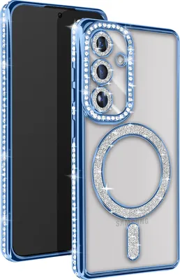 Produktbild von Avizar, Diamant-Hülle für Samsung S24 – MagSafe-Schutz mit Strass-Rand, Hellblau