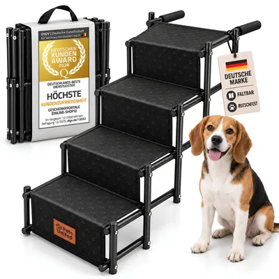 Produktbild von Faltbare Teleskop Hundetreppe Hunderampe für Auto & Kofferraum - Rutschfeste Einstiegshilfe, klappbar & platzsparend für alle Hunde