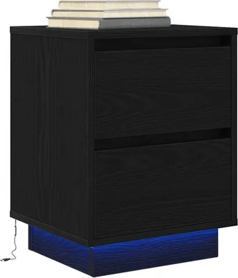Produktbild von vidaXL Nachttisch mit LED-Leuchten Schwarz 38x34x50 cm