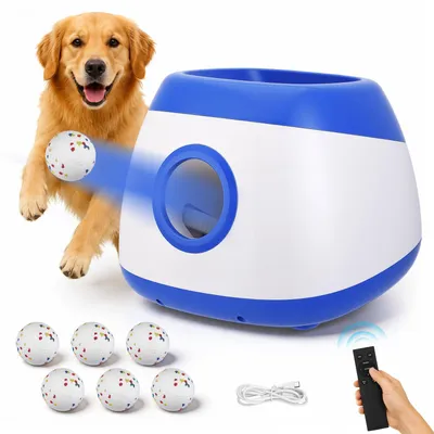 Ballwurfmaschine für Hunde, 6 Bälle, 12/16/20 m, blau