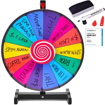 Image de COSTWAY 18" Roue de la chance Jouet couleur roue Jeux pour loterie Jeux de mots φ48cm