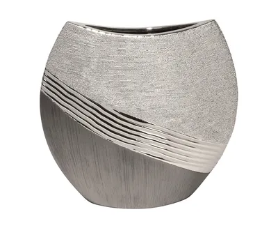 Obrázok produktu pre Gilde Keramik oválna váza Bridgetown VE 2 (š x v x d) 27 x 21 x 0 cm sivá,strieborná 2 kusy jednej veľkosti