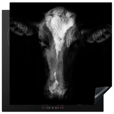 Produktbild von KitchenYeah© Herdabdeckplatte Kuh - Tiere - Schwarz , 78x78cm, Küche Deko, Glaskeramikkochfeld Herdabdeckung, Abdeckplatte fùr Kochfeld