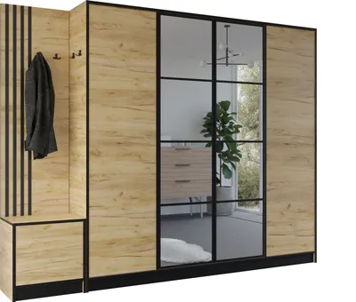 Image de KIER FURNITURE Armoire EDEN, armoire de chambre, penderie, armoire d'entrée, chêne Craft, 259,6 x 205 x 39 cm