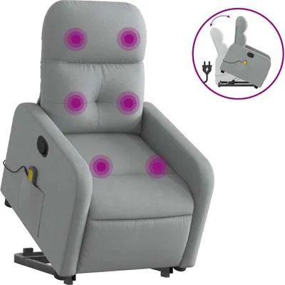 Produktbild von vidaXL Massagesessel mit Aufstehhilfe Hellgrau Stoff