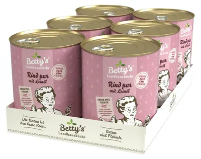 Image de Betty's Cuisine de campagne au bœuf pur et à l'huile de lin pour chiens sans céréales 6x800g