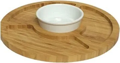 Produktbild von Servierset für Snacks & Dips aus Holz mit Schale, 30 cm Durchmesser, 2-teilig