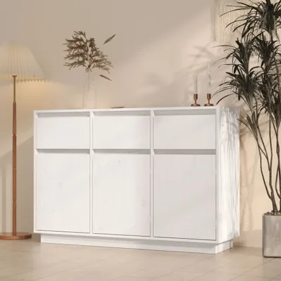 Produktbild von vidaXL Sideboard Weiß 110x34x75 cm Massivholz Kiefer