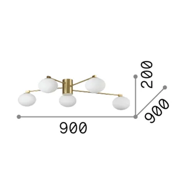 Obrázok produktu pre Moderné stropné svietidlo Hermes Metal Brass 5 svetiel G9 3W 3000K teplé svetlo